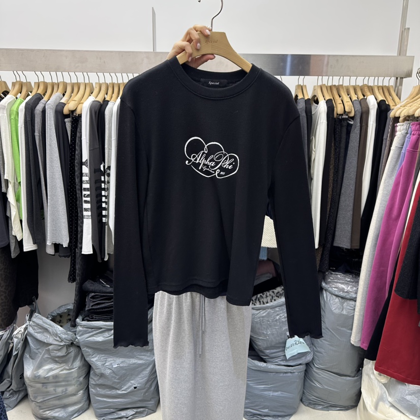 SPECIAL東大門㊣直郵女士新品休閑推薦人氣時尚25秋冬長袖T恤SPECIAL長袖T恤圖色6黑色