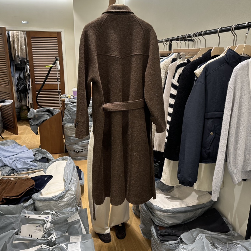 GILLI東大門㊣代購女士新款25秋冬真品推薦中長款大衣含腰帶GILLI中長款大衣