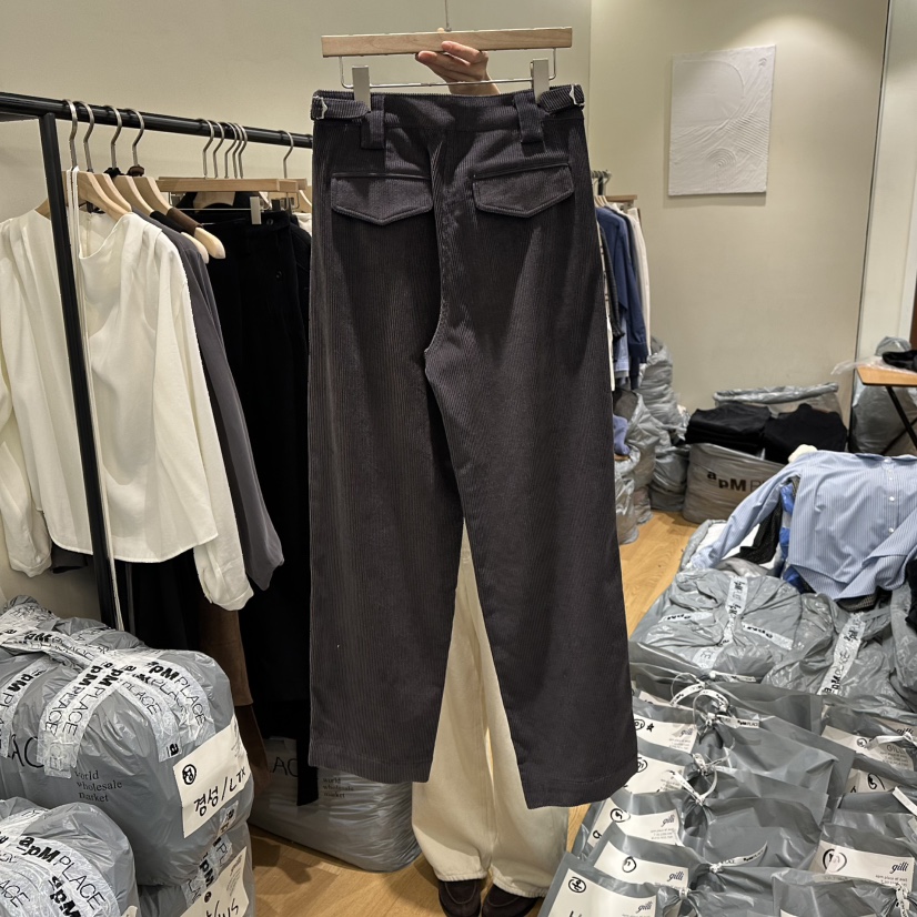 GILLI韓國代購㊣女士新款25秋冬人氣休閑真品休閑褲燈芯絨腰帶GILLI休閑褲