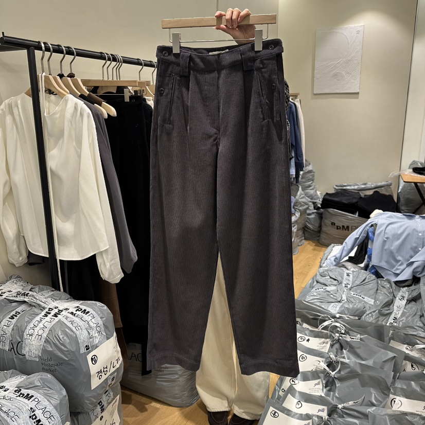 GILLI韓國代購㊣女士新款25秋冬人氣休閑真品休閑褲燈芯絨腰帶GILLI休閑褲