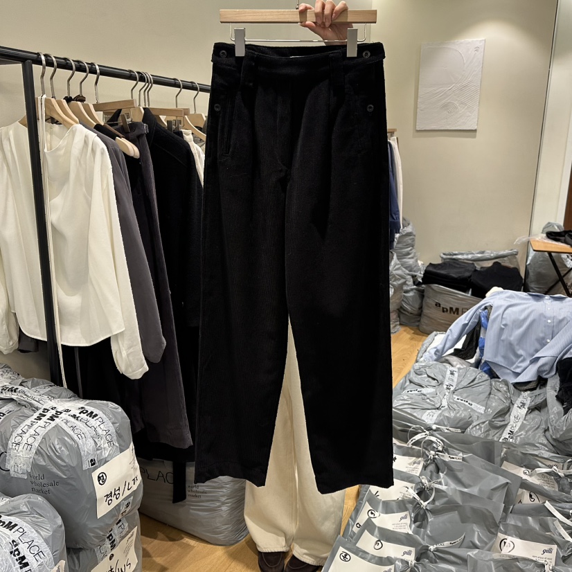 GILLI韓國代購㊣女士新款25秋冬人氣休閑真品休閑褲燈芯絨腰帶GILLI休閑褲圖色2