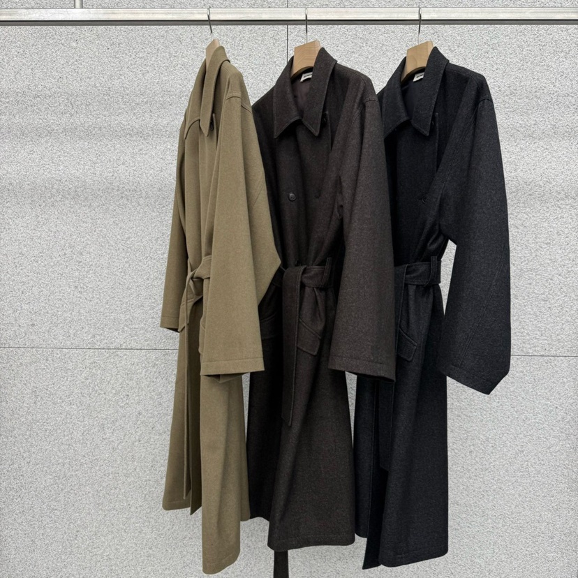 AT THE BAGEL韓國代購㊣女裝新品休閑時尚中長款大衣含腰帶AT THE BAGEL中長款大衣