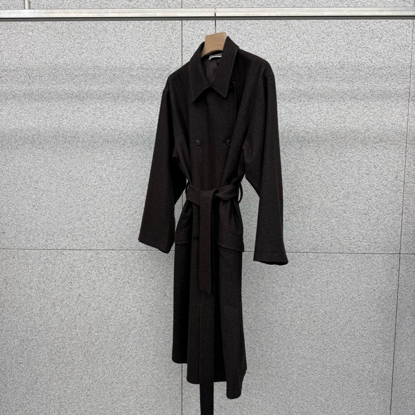 AT THE BAGEL韓國代購㊣女裝新品休閑時尚中長款大衣含腰帶AT THE BAGEL中長款大衣圖色2棕色