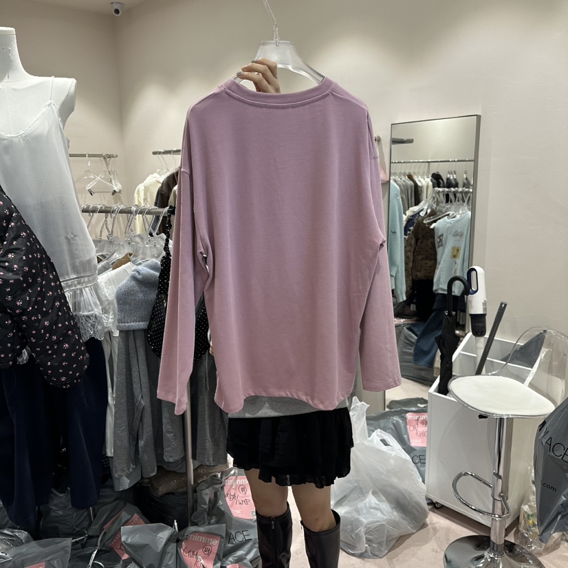 MIMME韓國代購㊣女士新品熱賣人氣25秋冬時尚長袖T恤不含披肩MIMME長袖T恤