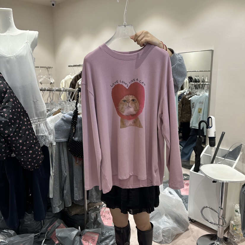 MIMME韓國代購㊣女士新品熱賣人氣25秋冬時尚長袖T恤不含披肩MIMME長袖T恤