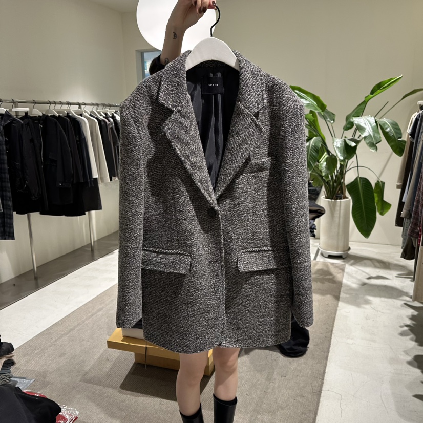 GRADE東大門㊣代購女士新款25秋冬真品推薦職業休閑短款大衣GRADE短款大衣