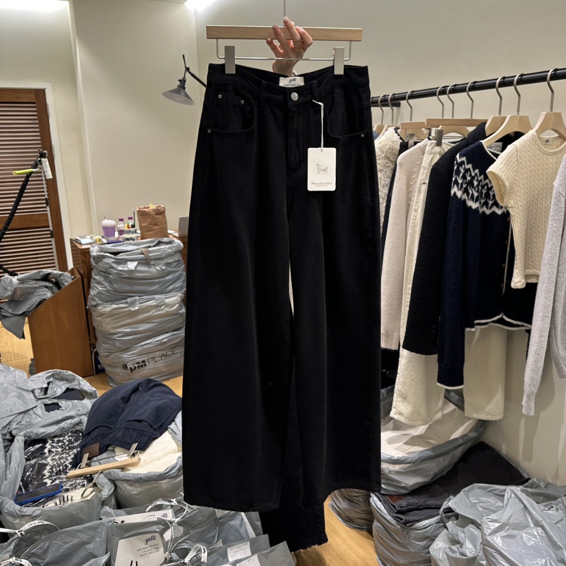 GILLI東大門㊣代購女士新品時尚職業休閑25秋冬人氣休閑褲加絨GILLI休閑褲圖色4黑色