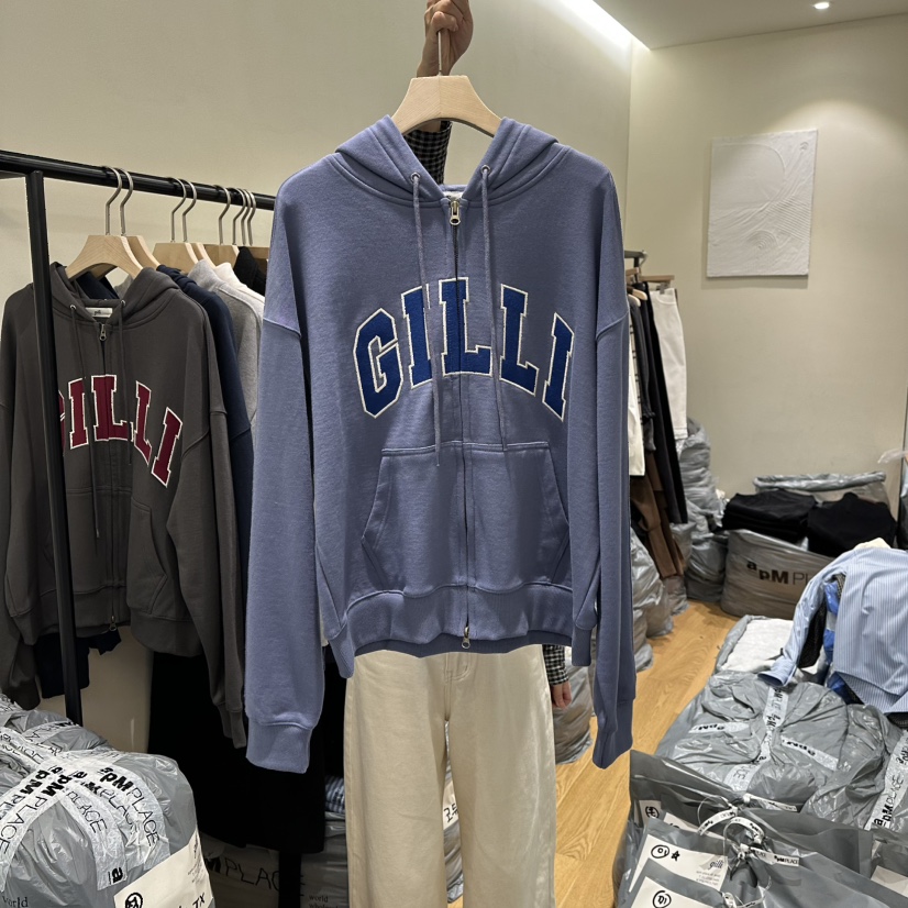 GILLI韓國代購㊣女裝新款25秋冬職業時尚推薦衛衣連帽拉鏈衫GILLI衛衣