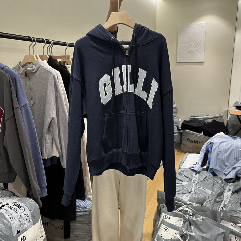 GILLI韓國代購㊣女裝新款25秋冬職業時尚推薦衛衣連帽拉鏈衫GILLI衛衣圖色2