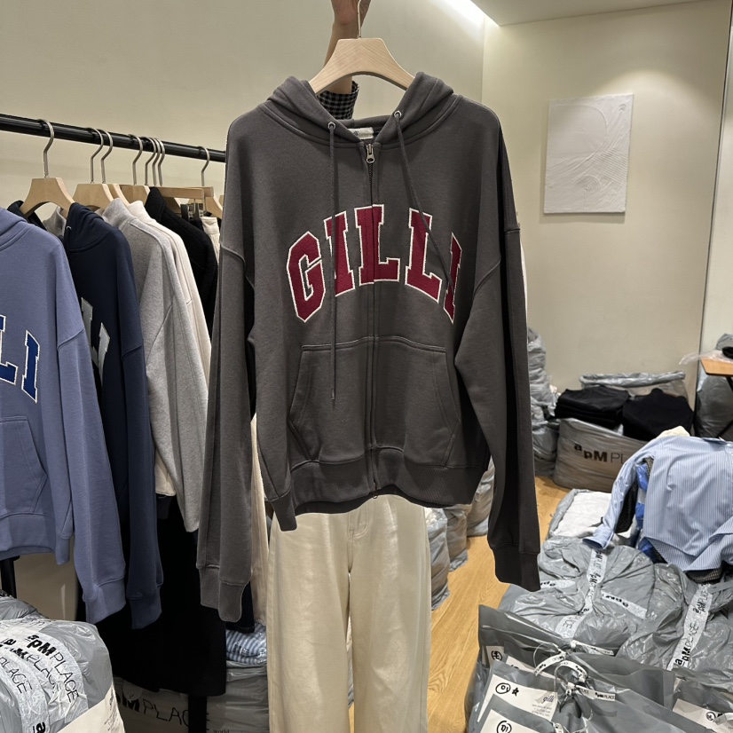 GILLI韓國代購㊣女裝新款25秋冬職業時尚推薦衛衣連帽拉鏈衫GILLI衛衣圖色3