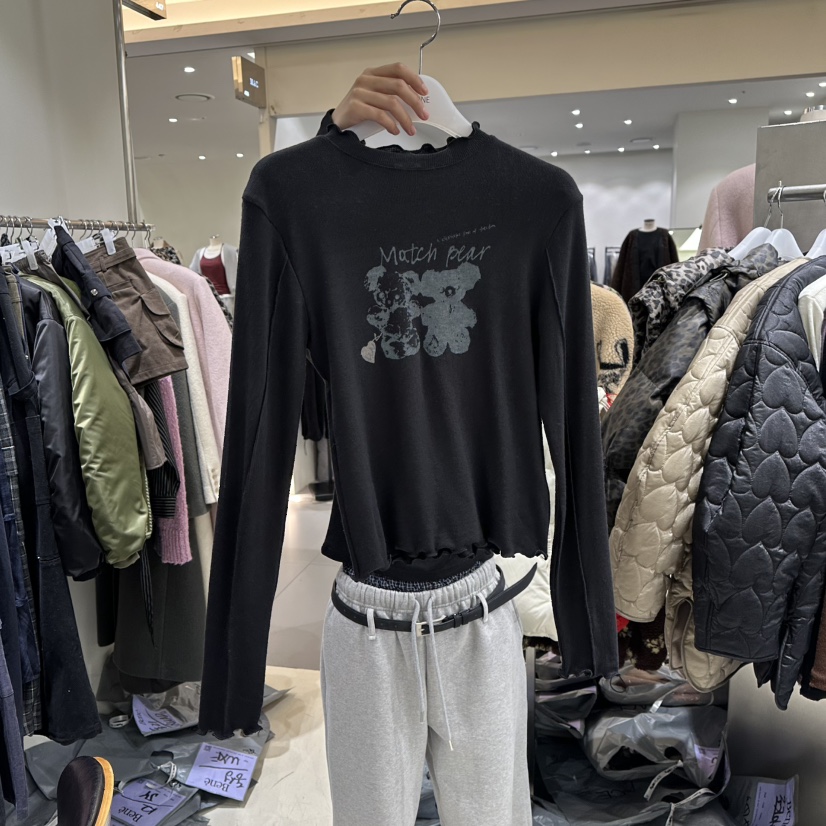 BENE東大門㊣直郵女裝新款時尚25秋冬推薦職業真品休閑長袖T恤BENE長袖T恤圖色6黑色