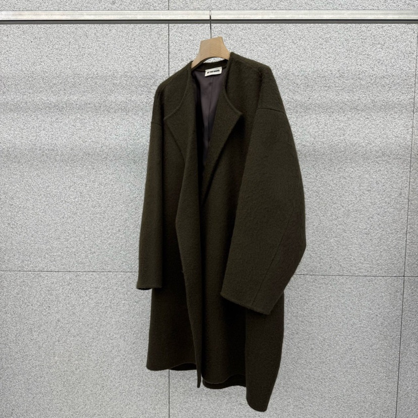 AT THE BAGEL東大門㊣代購女士新款推薦職業真品中長款大衣AT THE BAGEL中長款大衣圖色2棕色