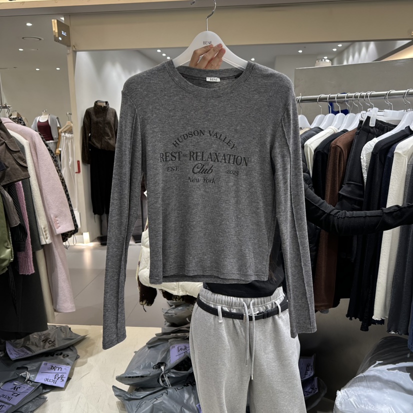 BENE韓國代購㊣女裝新款25秋冬真品職業休閑熱賣時尚長袖T恤BENE長袖T恤圖色3