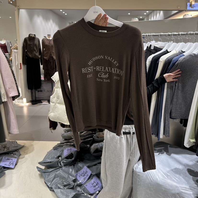 BENE韓國代購㊣女裝新款25秋冬真品職業休閑熱賣時尚長袖T恤BENE長袖T恤圖色4