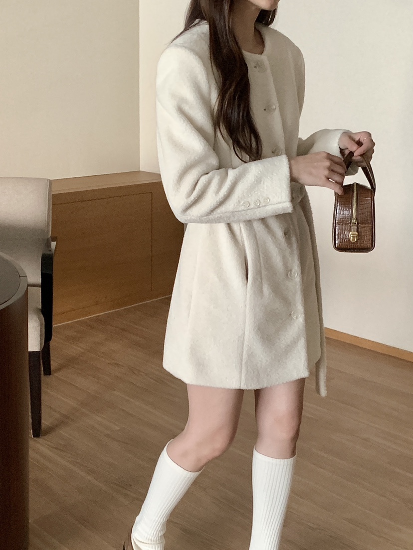 RE:OPENING東大門㊣代購女裝新款25秋冬推薦中長款大衣含腰帶RE:OPENING中長款大衣