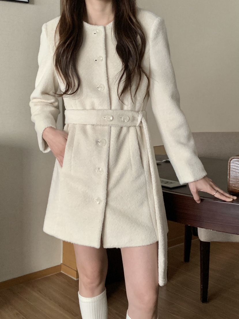 RE:OPENING東大門㊣代購女裝新款25秋冬推薦中長款大衣含腰帶RE:OPENING中長款大衣