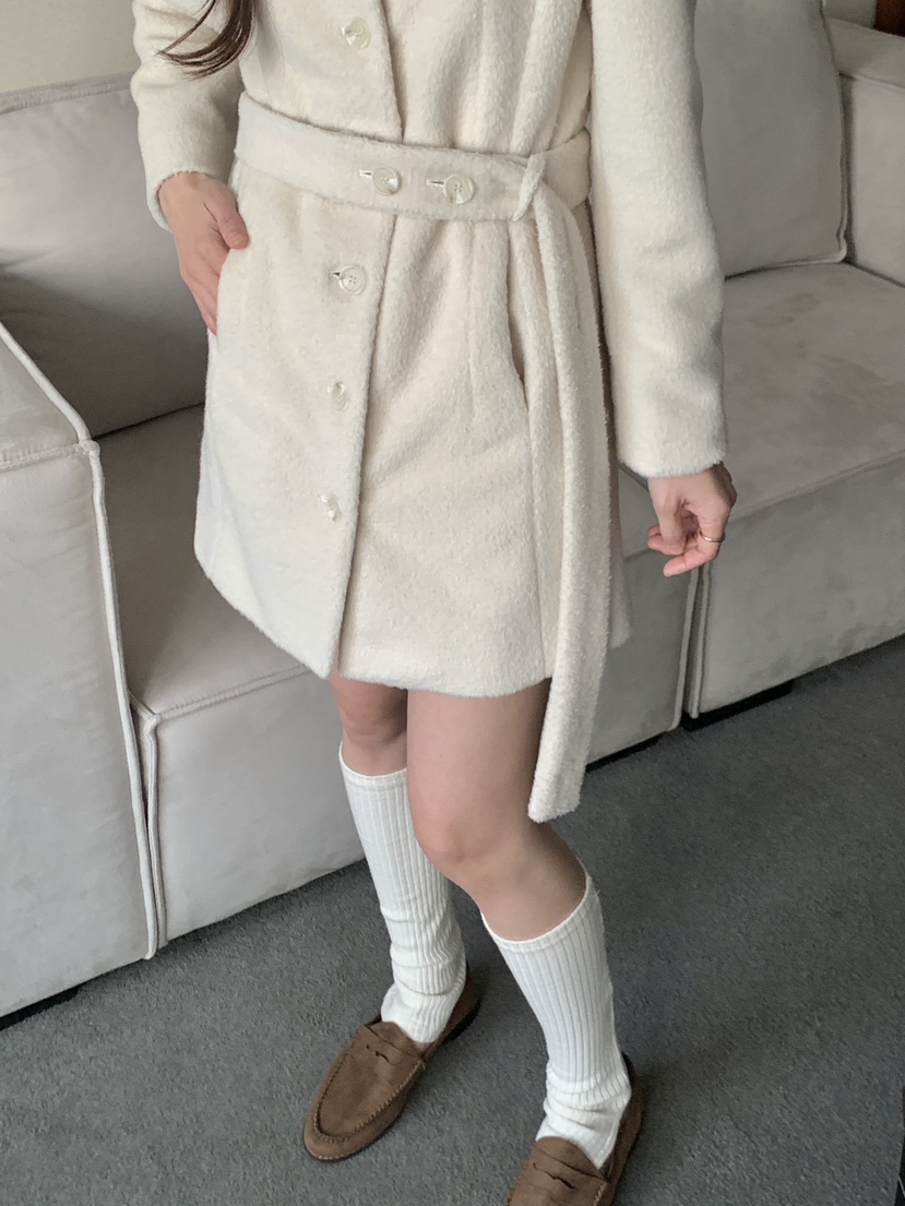 RE:OPENING東大門㊣代購女裝新款25秋冬推薦中長款大衣含腰帶RE:OPENING中長款大衣