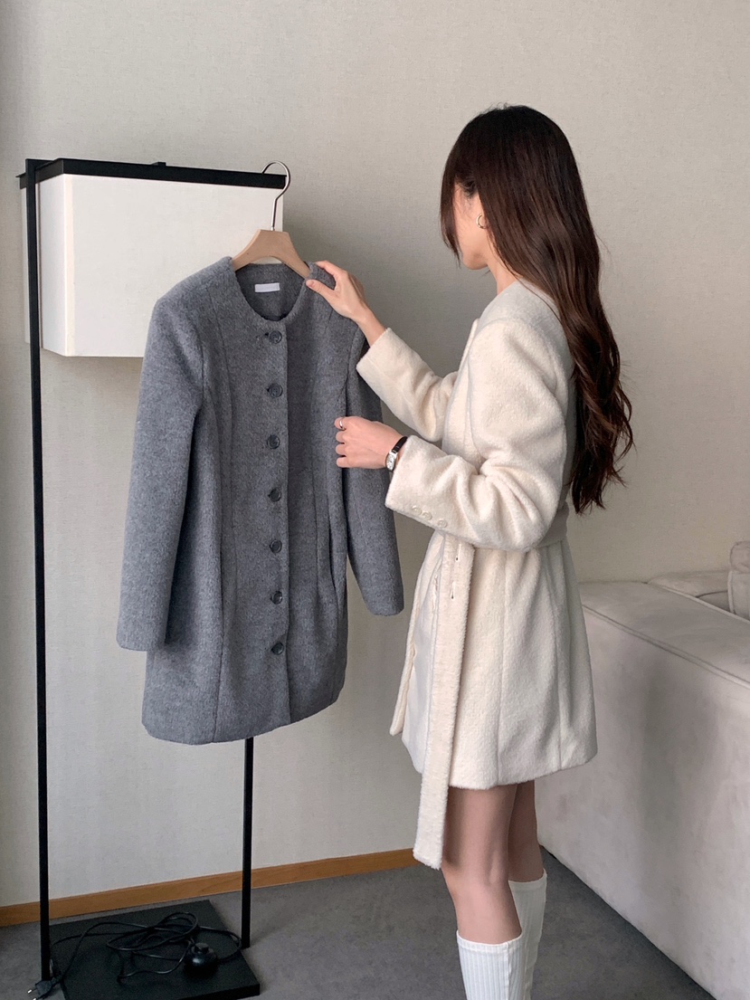 RE:OPENING東大門㊣代購女裝新款25秋冬推薦中長款大衣含腰帶RE:OPENING中長款大衣