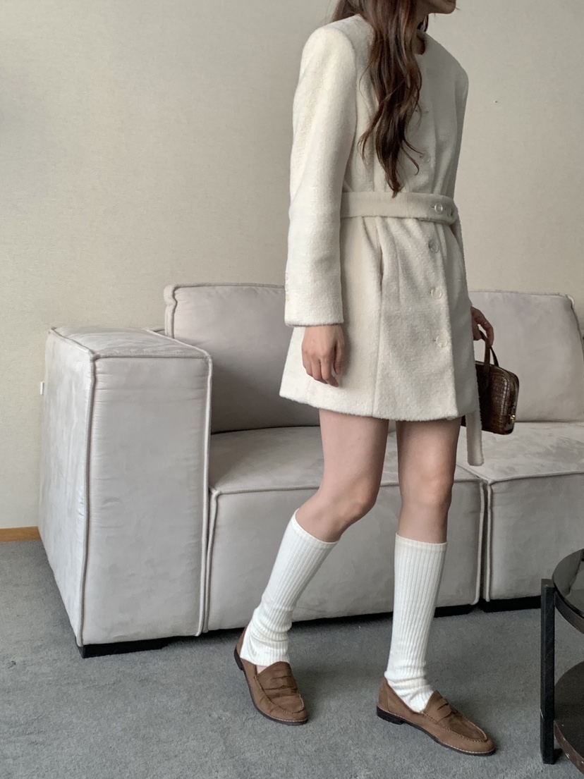 RE:OPENING東大門㊣代購女裝新款25秋冬推薦中長款大衣含腰帶RE:OPENING中長款大衣