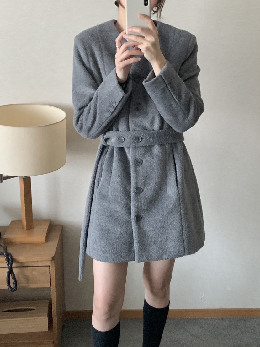 RE:OPENING東大門㊣代購女裝新款25秋冬推薦中長款大衣含腰帶RE:OPENING中長款大衣