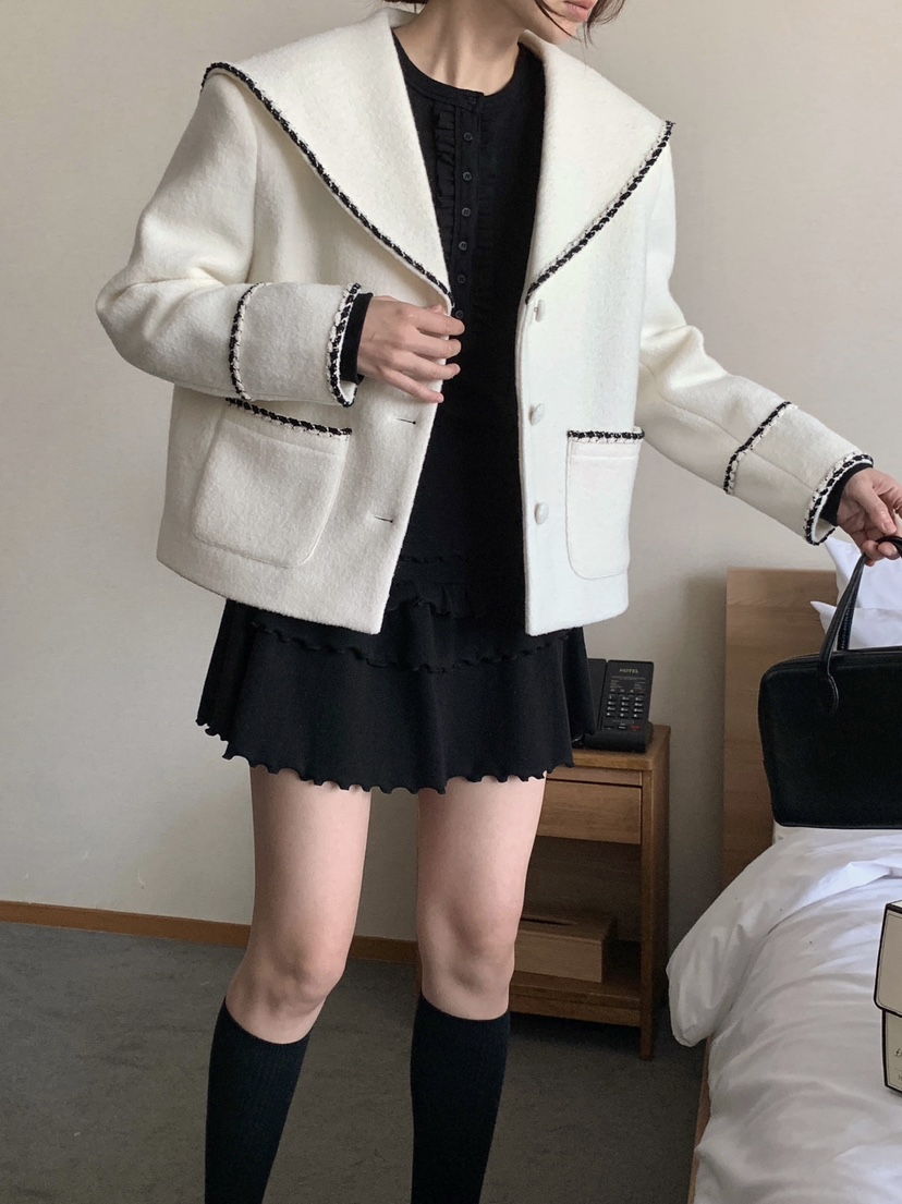 RE:OPENING東大門㊣實拍女士新款時尚推薦25秋冬職業短款大衣RE:OPENING短款大衣