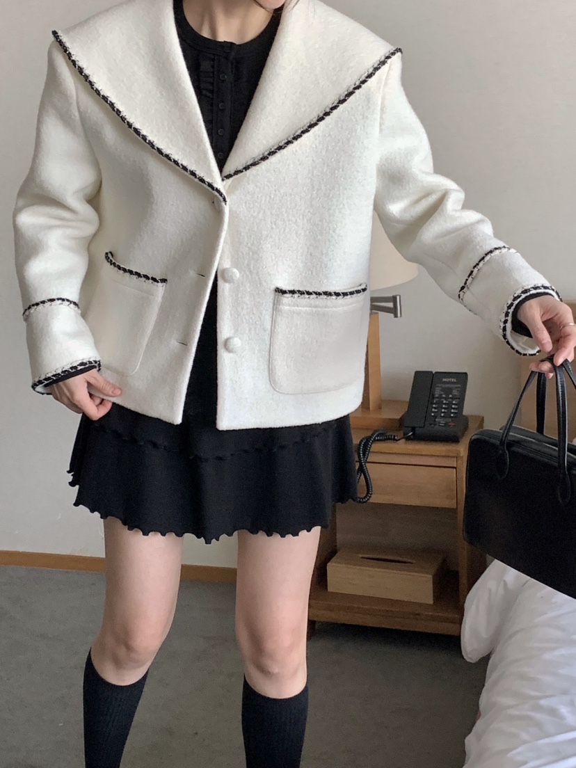 RE:OPENING東大門㊣實拍女士新款時尚推薦25秋冬職業短款大衣RE:OPENING短款大衣