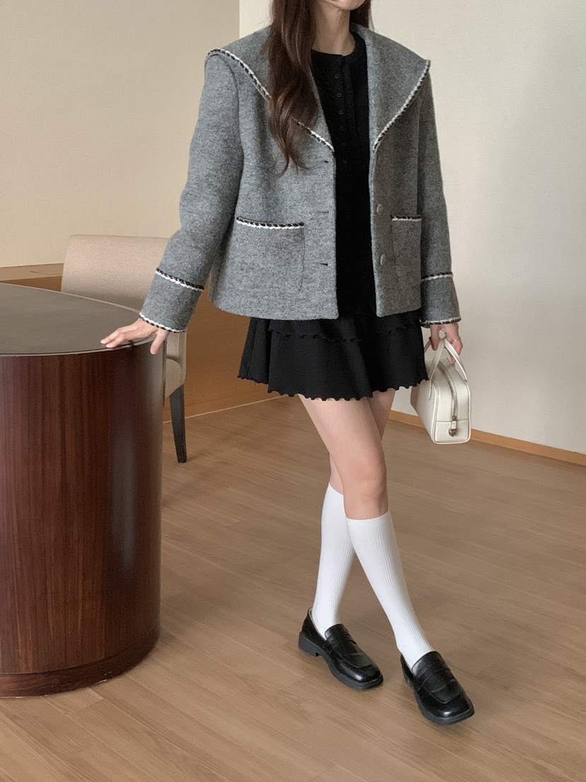 RE:OPENING東大門㊣實拍女士新款時尚推薦25秋冬職業短款大衣RE:OPENING短款大衣