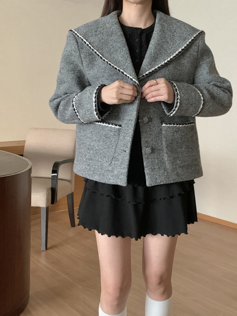 RE:OPENING東大門㊣實拍女士新款時尚推薦25秋冬職業短款大衣RE:OPENING短款大衣