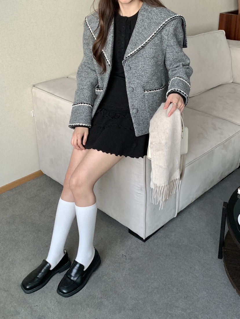 RE:OPENING東大門㊣實拍女士新款時尚推薦25秋冬職業短款大衣RE:OPENING短款大衣