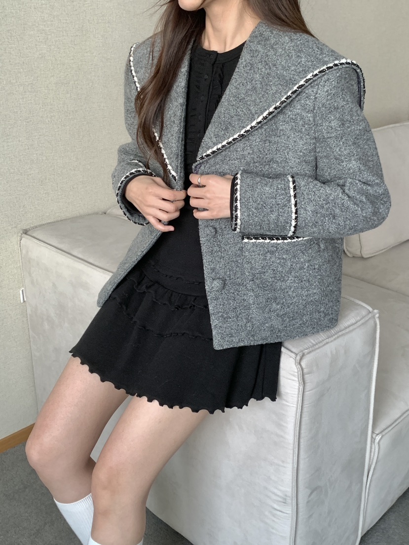 RE:OPENING東大門㊣實拍女士新款時尚推薦25秋冬職業短款大衣RE:OPENING短款大衣