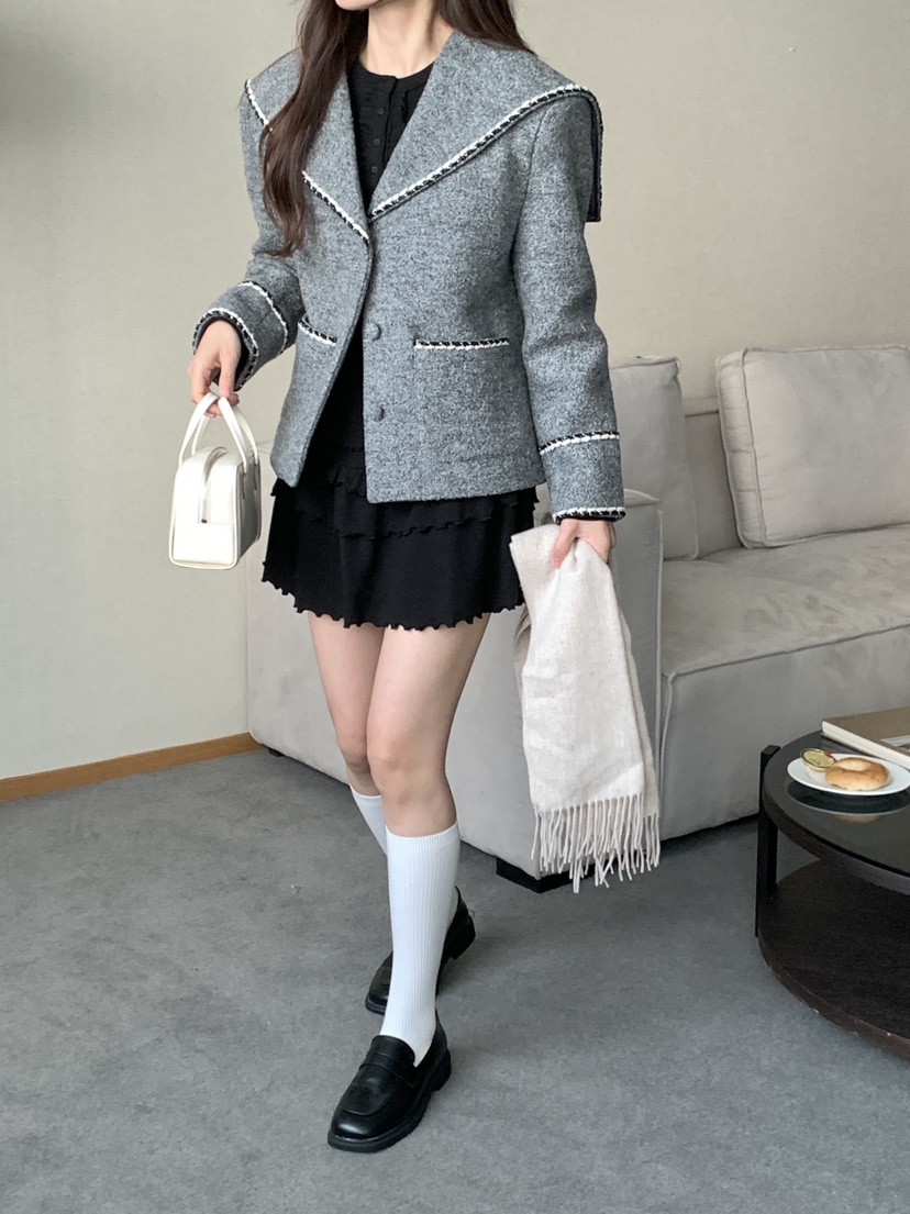 RE:OPENING東大門㊣實拍女士新款時尚推薦25秋冬職業短款大衣RE:OPENING短款大衣