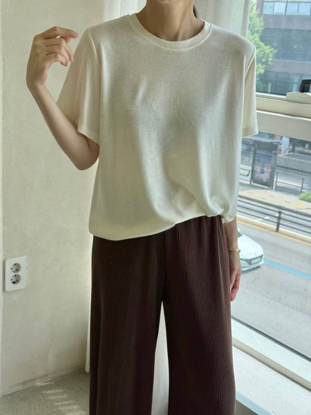 1mm韓國代購㊣女裝新品25秋冬推薦休閑職業真品時尚熱賣T恤1mmT恤圖色2