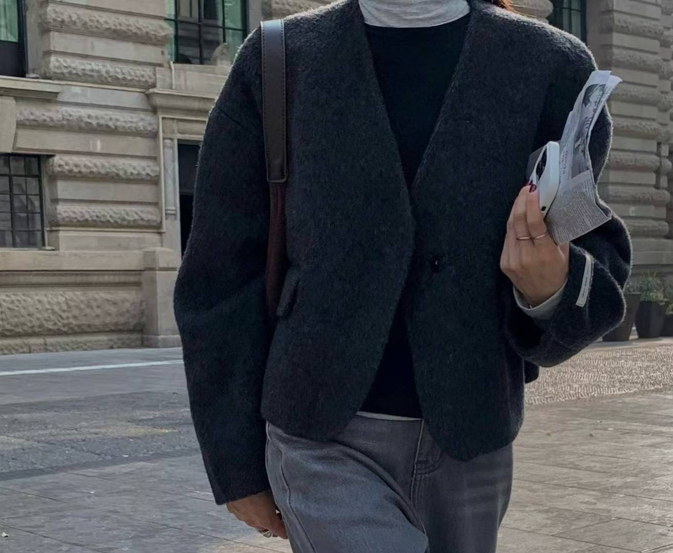 MUTE韓國代購㊣女士新款人氣休閑25秋冬職業真品針織衫V領羊毛MUTE針織衫