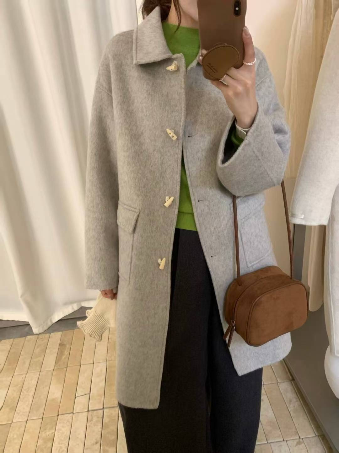 MUTE東大門㊣實拍女裝新品25秋冬人氣休閑時尚熱賣中長款大衣MUTE中長款大衣