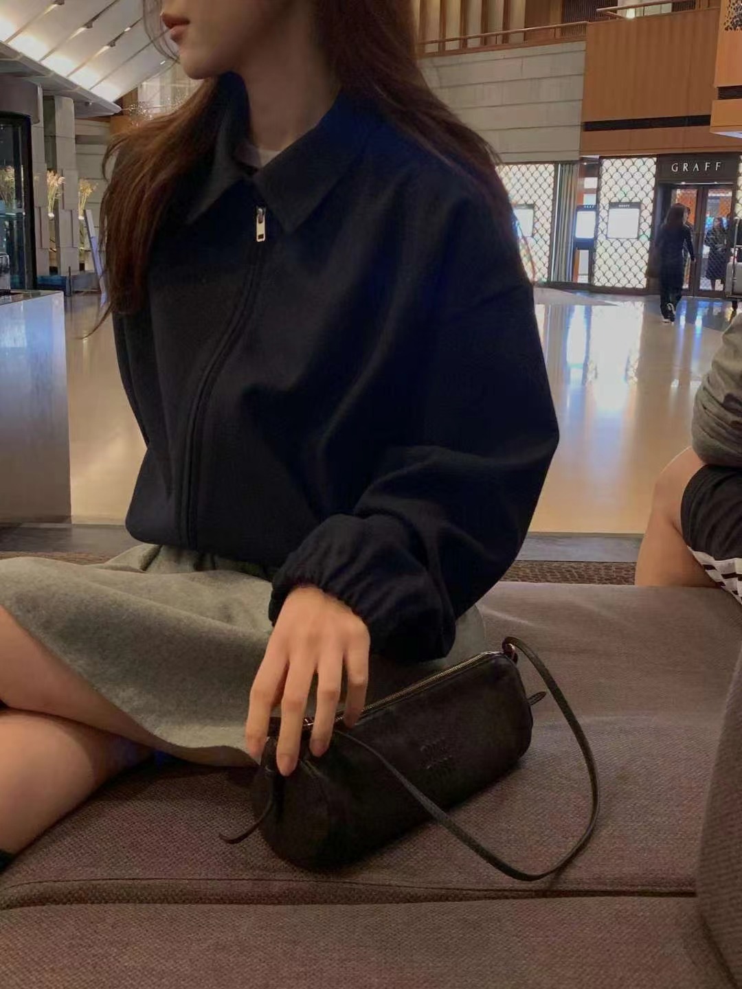 MIELLE-미엘르-OT韓國代購㊣女士新款職業休閑夾克羊毛拉鏈MIELLE-미엘르-OT夾克