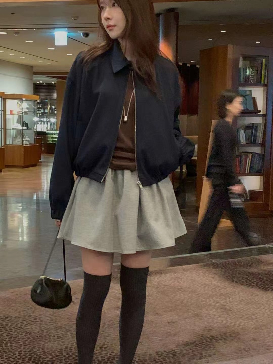 MIELLE-미엘르-OT韓國代購㊣女士新款職業休閑夾克羊毛拉鏈MIELLE-미엘르-OT夾克