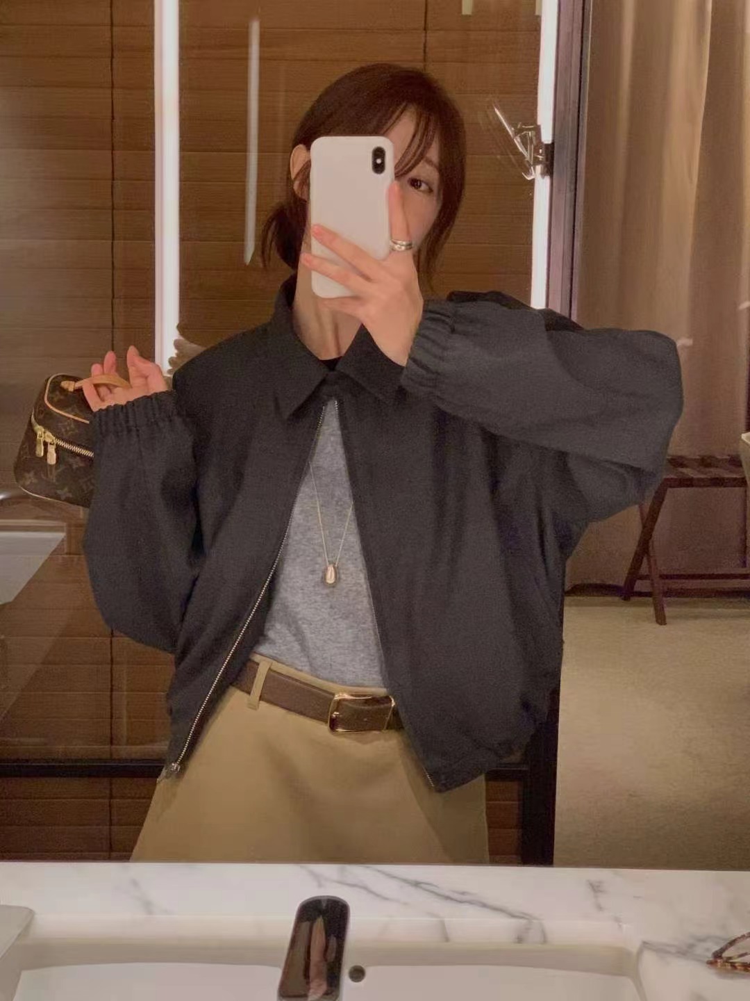 MIELLE-미엘르-OT韓國代購㊣女士新款職業休閑夾克羊毛拉鏈MIELLE-미엘르-OT夾克