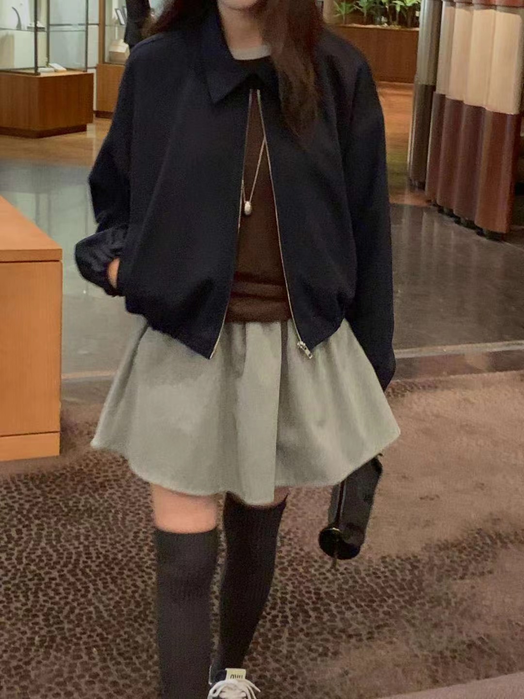 MIELLE-미엘르-OT韓國代購㊣女士新款職業休閑夾克羊毛拉鏈MIELLE-미엘르-OT夾克