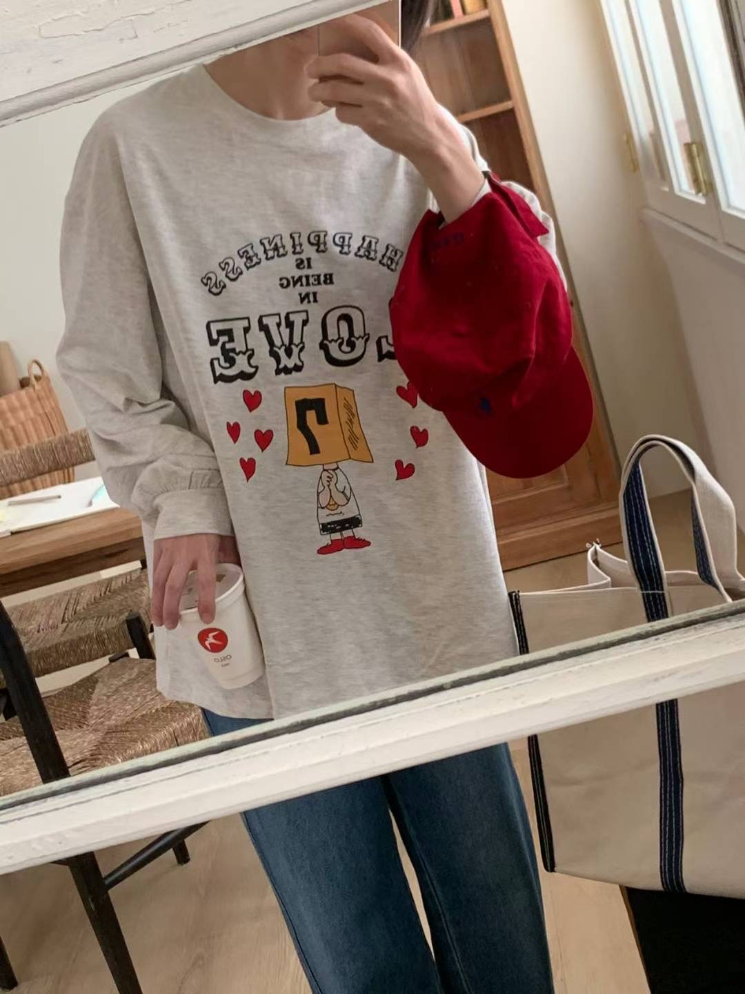 ARHEE韓國代購㊣女裝新品真品時尚25秋冬休閑長袖T恤不含屁簾ARHEE長袖T恤圖色3