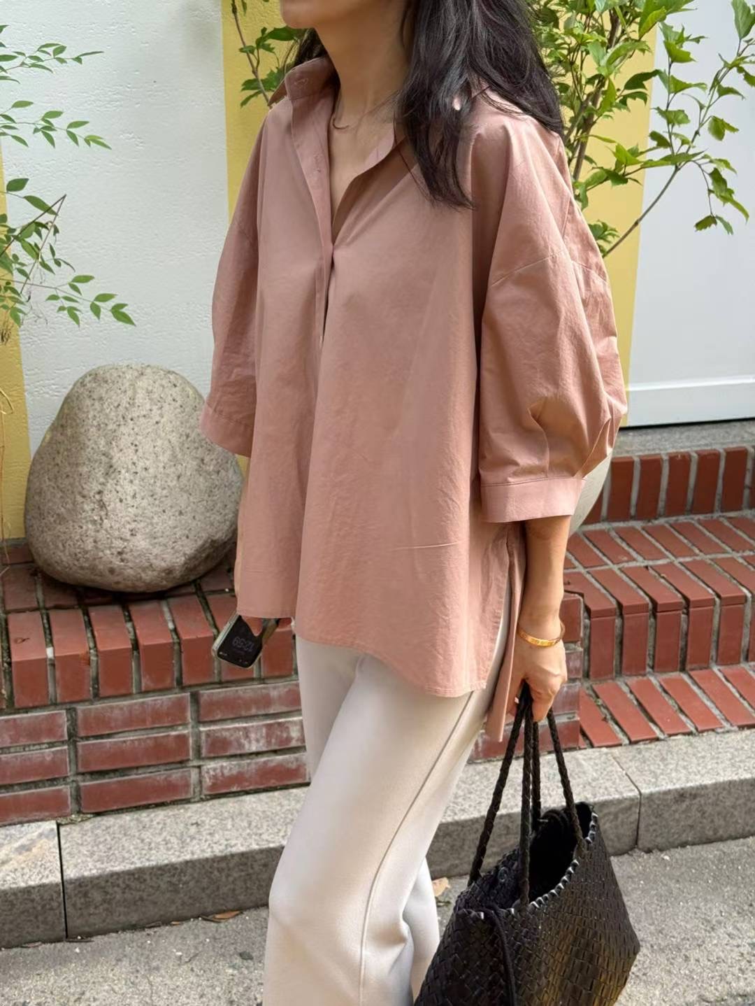 1mm韓國代購㊣女士新品真品人氣休閑25秋冬職業時尚襯衫蕾絲衫1mm襯衫/蕾絲衫圖色2