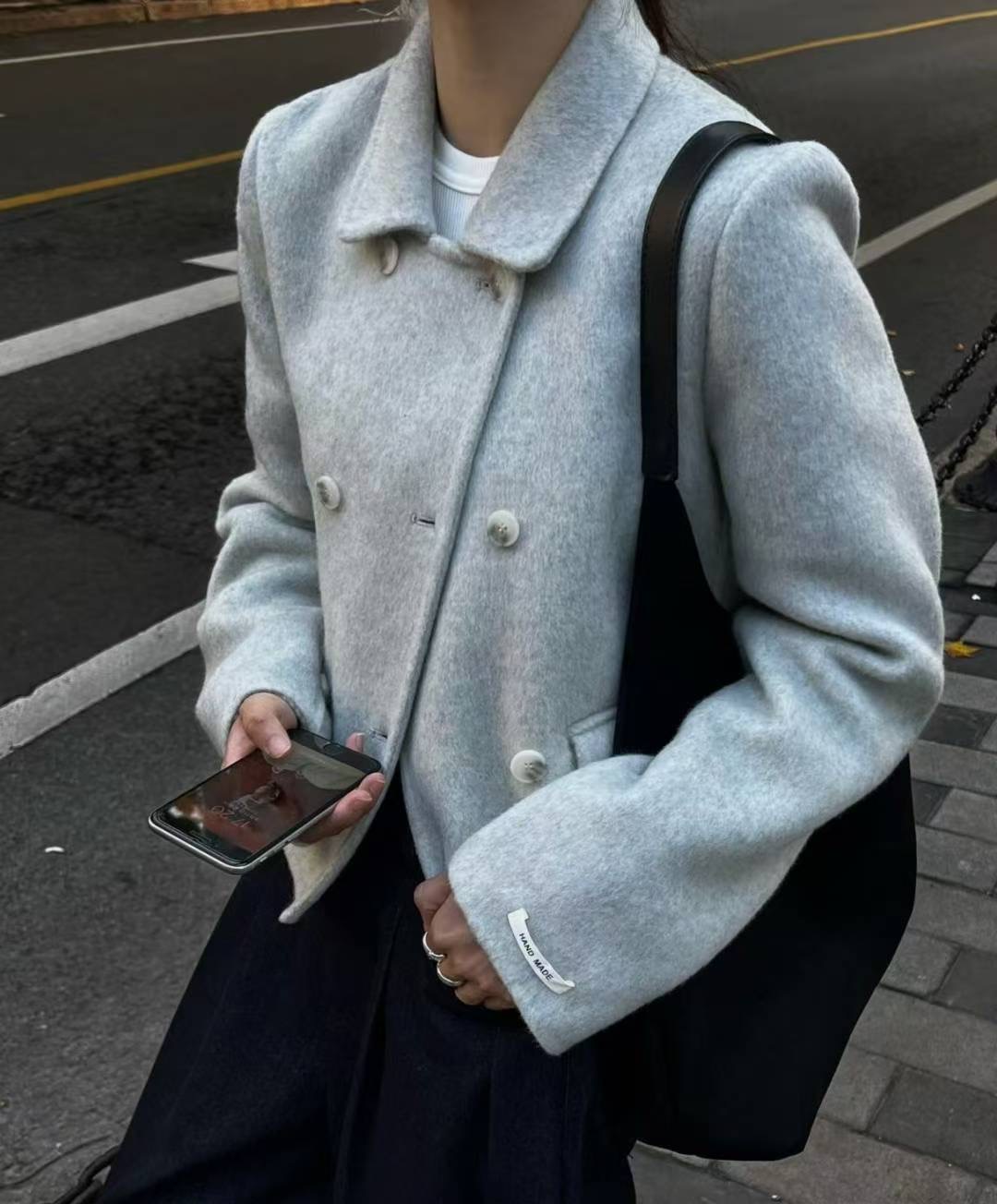 MUTE東大門㊣直郵女士新品職業時尚推薦休閑熱賣夾克羊毛雙領MUTE夾克圖色2