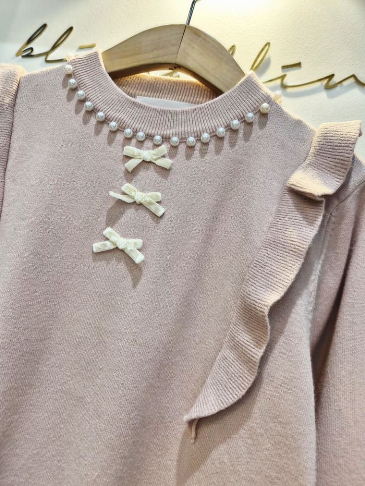 BLING BLING-S韓國直郵㊣女士新款真品25秋冬針織衫荷葉邊BLING BLING-S針織衫