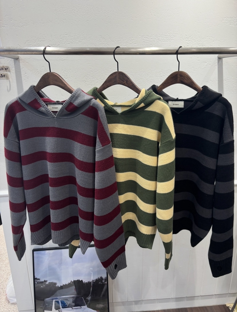 157 FLYING東大門㊣實拍女裝新款休閑針織衫連帽針織衫男女同款brown針織衫