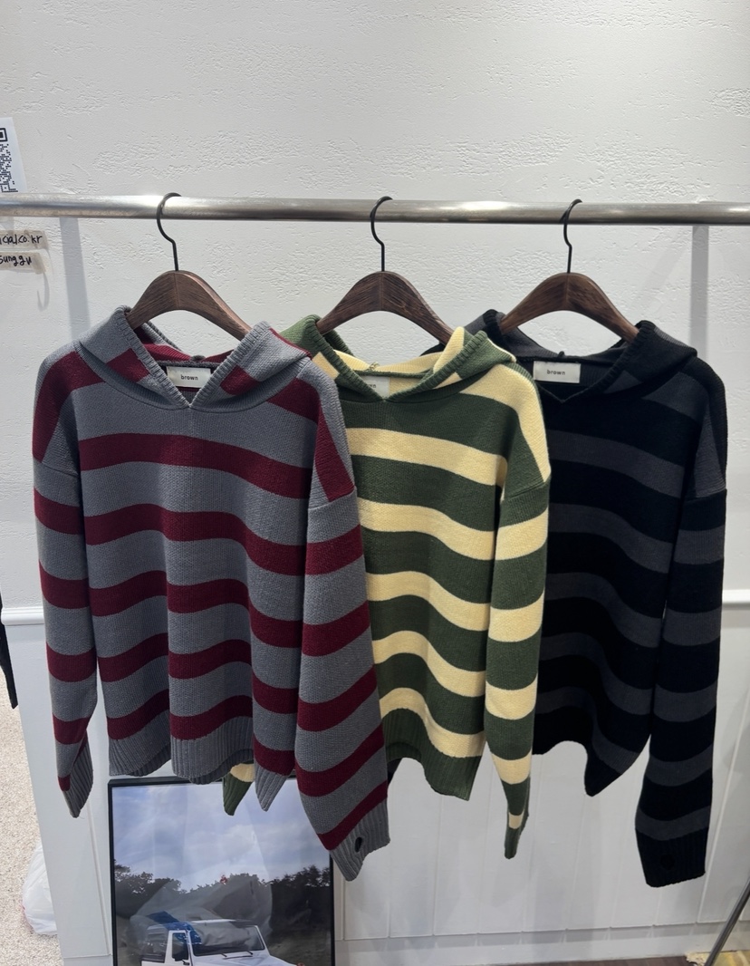 157 FLYING東大門㊣實拍女裝新款休閑針織衫連帽針織衫男女同款brown針織衫