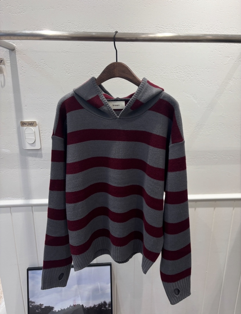 157 FLYING東大門㊣實拍女裝新款休閑針織衫連帽針織衫男女同款brown針織衫