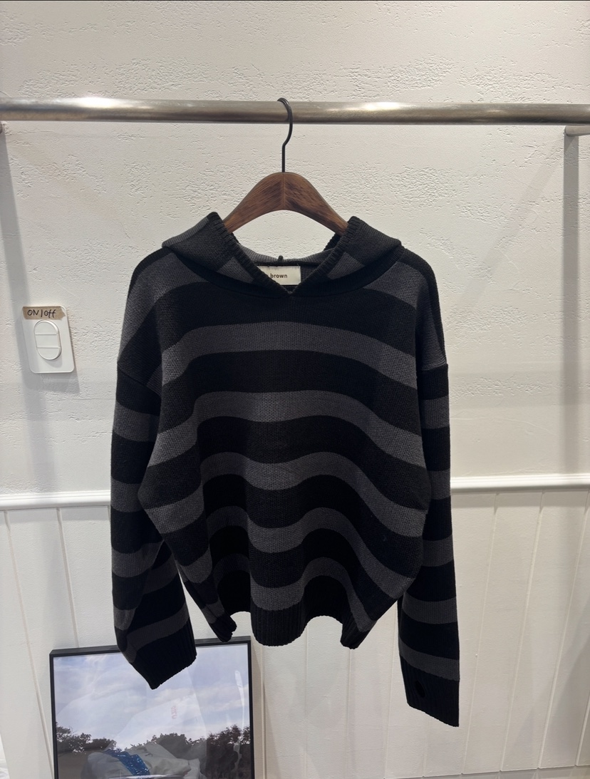 157 FLYING東大門㊣實拍女裝新款休閑針織衫連帽針織衫男女同款brown針織衫圖色3