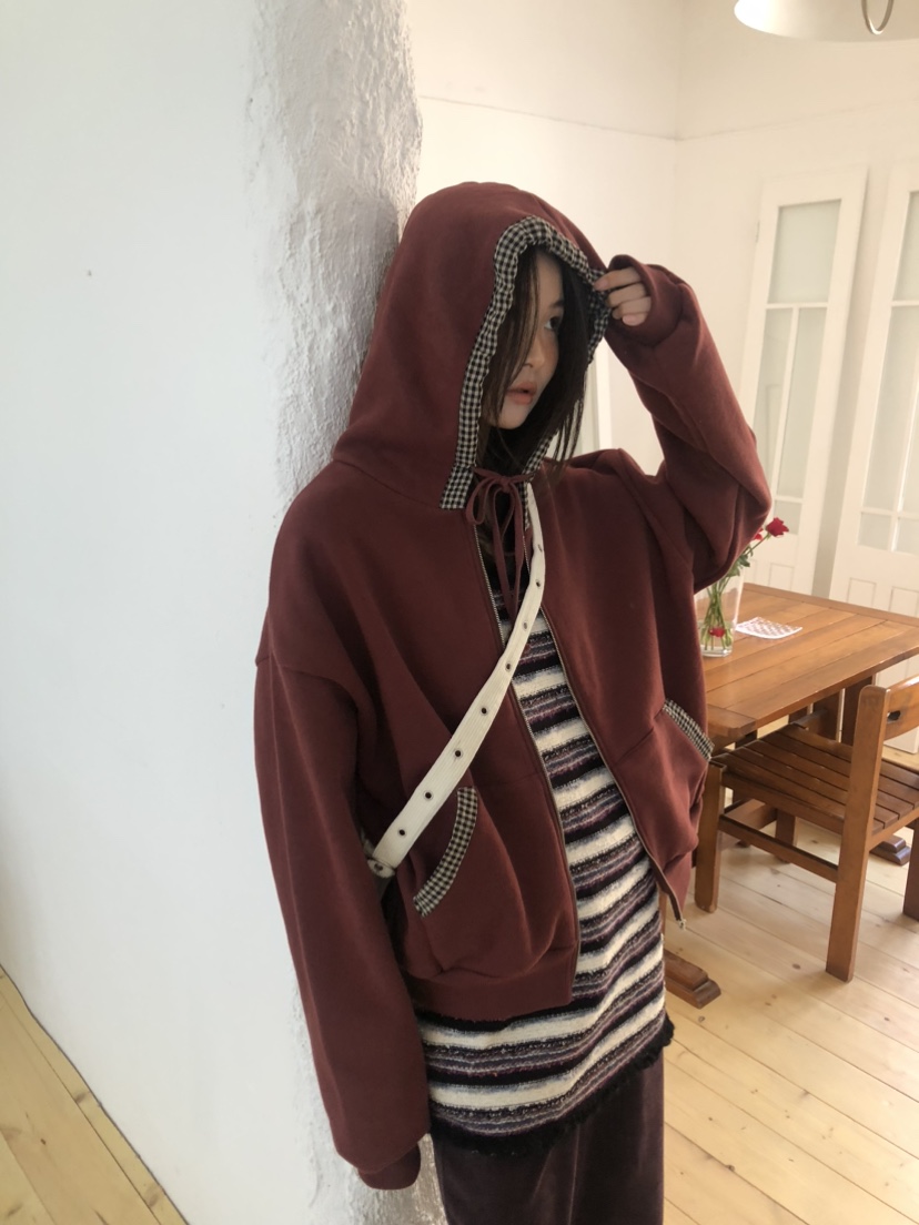 FLASH韓國代購㊣女裝新品真品職業人氣25秋冬衛衣連帽拉鏈衫FLASH衛衣