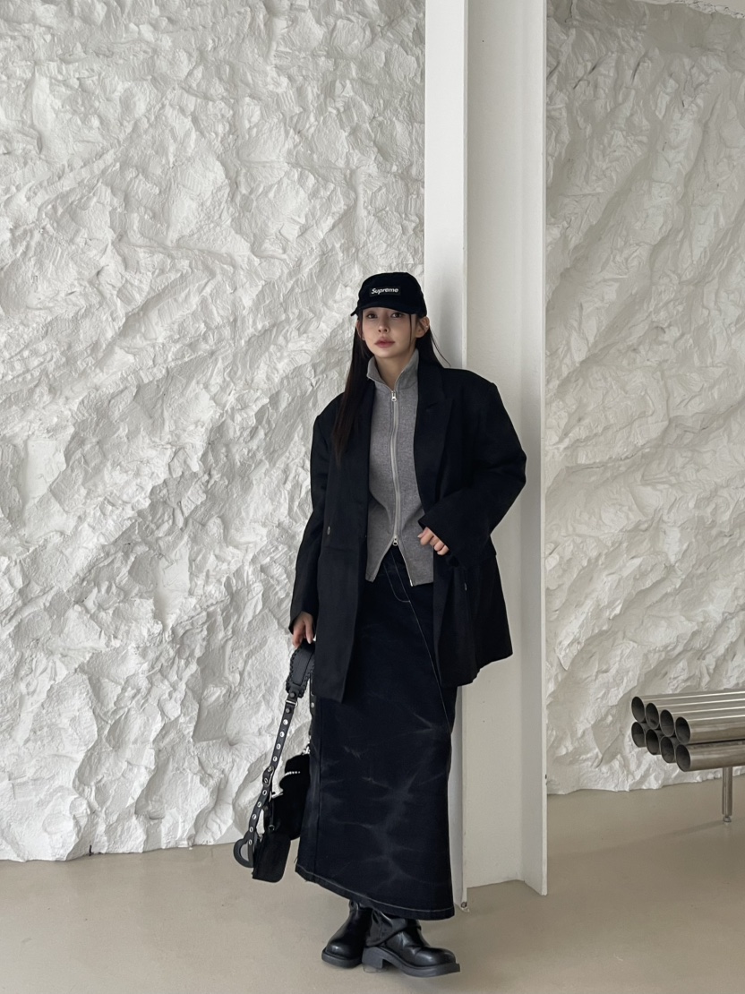 REIZ東大門㊣實拍女裝新款時尚25秋冬職業人氣夾克絨面革絎縫REIZ夾克