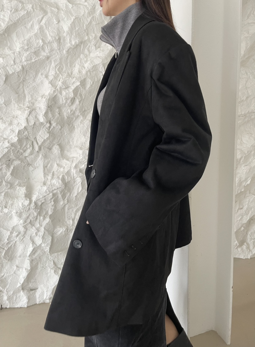 REIZ東大門㊣實拍女裝新款時尚25秋冬職業人氣夾克絨面革絎縫REIZ夾克