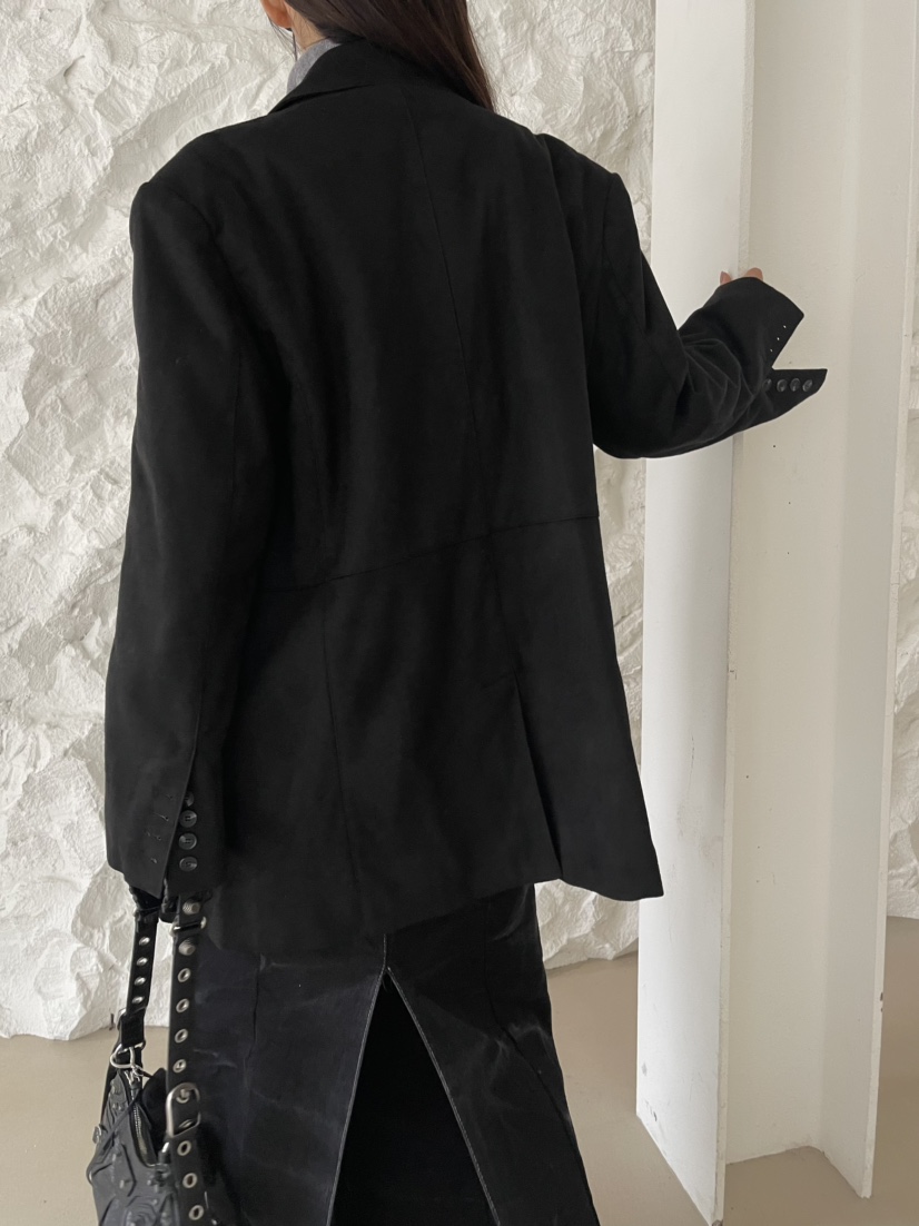 REIZ東大門㊣實拍女裝新款時尚25秋冬職業人氣夾克絨面革絎縫REIZ夾克